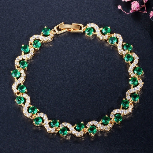 Pulseira Bracelete Prata Ou Dourada Zircônia Noiva Debutante