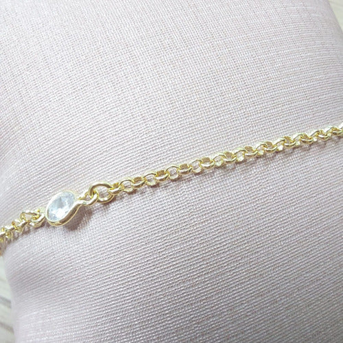 Pulseira Pedra Zirconia Folheada A Ouro 18k Dourada