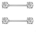 Piercing Para Mamilo Prata Pedra Zirconia Flor Coração Par