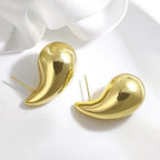 Brinco Grande Gota Gorda Lagrima Virgula Roliço Moda Folhead