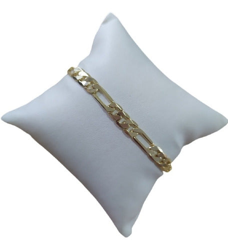 Pulseira Bracelete Masculina Folheada A Ouro 18k Figaro 3x1