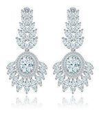Brinco Noiva Pedra Zirconia Prata Festa Debutante Luxo