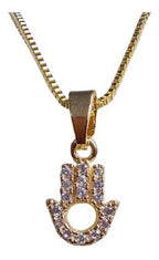 Colar Mandala Hamsá Mão De Fátima Pedra Zirconia Semi Joia
