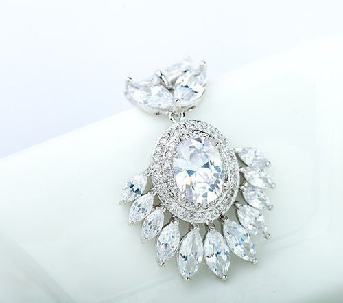 Brinco Noiva Pedra Zirconia Prata Festa Debutante Luxo