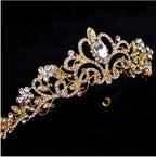 Coroa Tiara Arranjo Cabelo Noiva Strass Dourada Debutante
