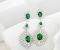 Brinco Noiva Pedra Zirconia Prata Verde Festa Debutante Luxo