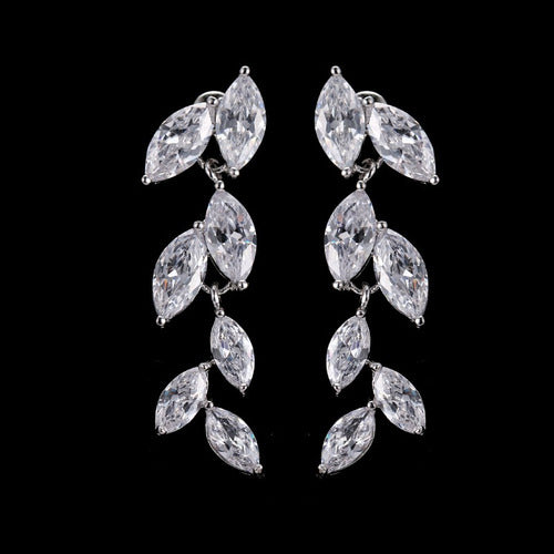 Brinco Noiva Zirconia Prata Festa Debutante Pendurado