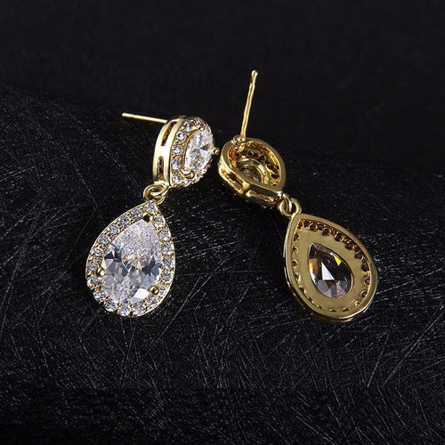 Brinco Noiva Pedra Zirconia Dourado Ou Prata Gota Debutante