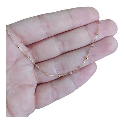 Colar De Bolinhas F. Ouro 18k Dourado Semi Joia 80 Cm