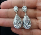 Brinco Noiva Pedra Zirconia Prata Festa Gota Luxo Debutante