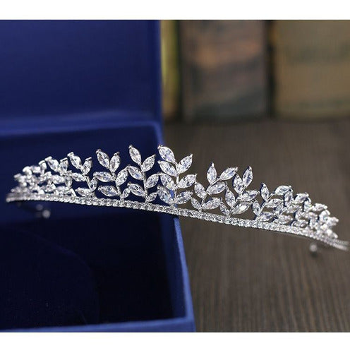 Coroa Tiara Cabelo Noiva Prata Zirconia Princesa Luxo