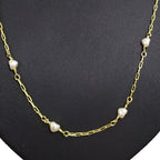 Maxi Colar Com Pérola De Coração Folheado Ouro 18k 80 Cm