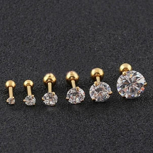 Piercing Tragus Cartilagem Ponto De Luz Dourado 2 3 4 5 Mm