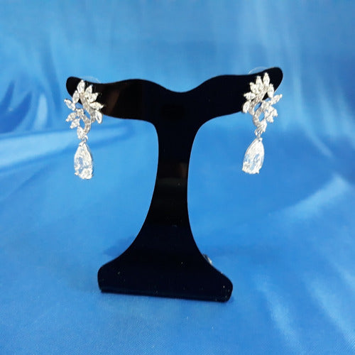 Brinco Noiva Pedra Zirconia Prata Gota Debutante 15 Anos