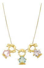 Colar Filhos Pedra Zirconia Banhado Ouro 18k Semi Joia