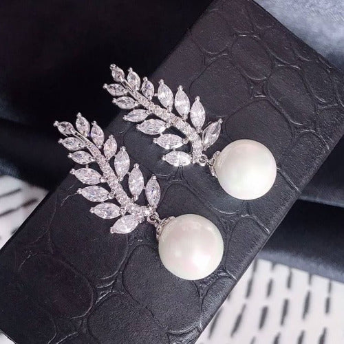 Brinco Pérola E Zirconia Noiva Pequeno Delicado Prata