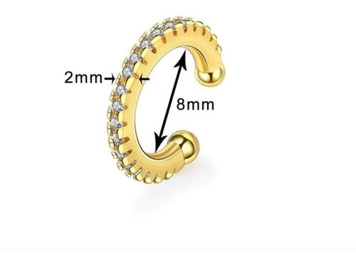 Piercing Argola Falso Fake Dourado Rosê Pedra Zirconia