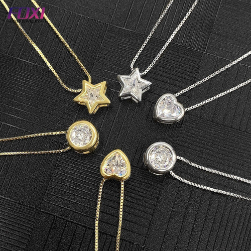 Colar Corrente Pedra Zirconia Coração Semijoia Dourado Prata