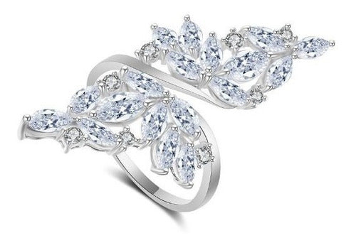 Anel Noiva Pedra Zirconia Festa Prata Ou Dourado Casamento