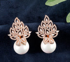 Brinco Noiva Zirconia Perola Pendurado Dourado Rosê Festa