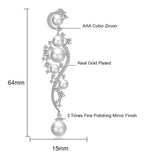 Brinco Pérola E Zirconia Noiva Pendurado Delicado Prata Luxo