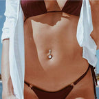 Piercing De Umbigo Invertido Dourado Prata Pedra Zirconia