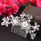 Arranjo Enfeite Cabelo Noiva Prata Strass Perola Barato