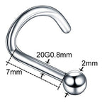 Kit 5 Piercing Nariz Nostril Atacado Coração Estrela Lua Bol