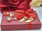 Brinco Ear Cuff Noiva Pedra Zirconia E Perola Dourado Festa