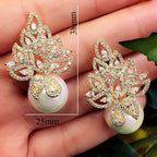 Brinco Noiva Zirconia Perola Pendurado Dourado Rosê Festa