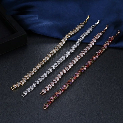 Pulseira Bracelete Dourada Com Zircônia Noiva Debutante