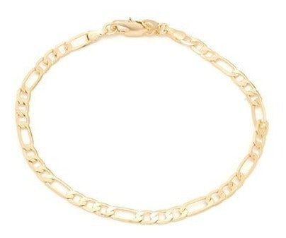 Pulseira Bracelete Masculina Folheada A Ouro 18k Figaro 3x1