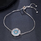 Pulseira Bracelete Prata Com Zircônia Olho Grego Presente