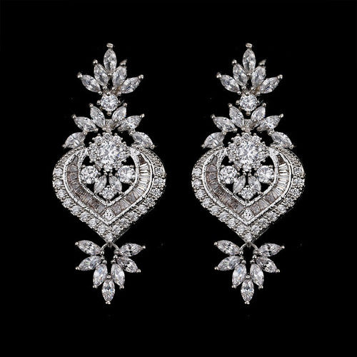 Brinco Noiva Zirconia Pendurado Prata Debutante Luxo