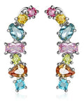 Brinco Ear Cuff Noiva Pedra Zirconia Colorido Festa 15 Anos