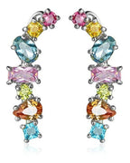 Brinco Ear Cuff Noiva Pedra Zirconia Colorido Festa 15 Anos