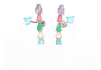 Brinco Ear Cuff  Pedra Zirconia Rodio Prata Colorido Pequeno