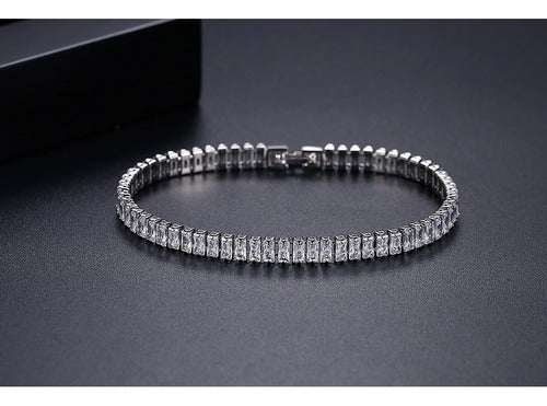 Pulseira Bracelete Prata Com Pedra Zircônia Noiva Debutante