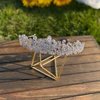 Coroa Tiara Porta Coque Cabelo Noiva Prata Pedra Zirconia