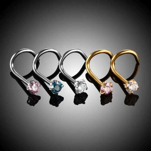 Piercing Nariz Nostril Dourado / Prata Pedra Zirconia 2,5 Mm