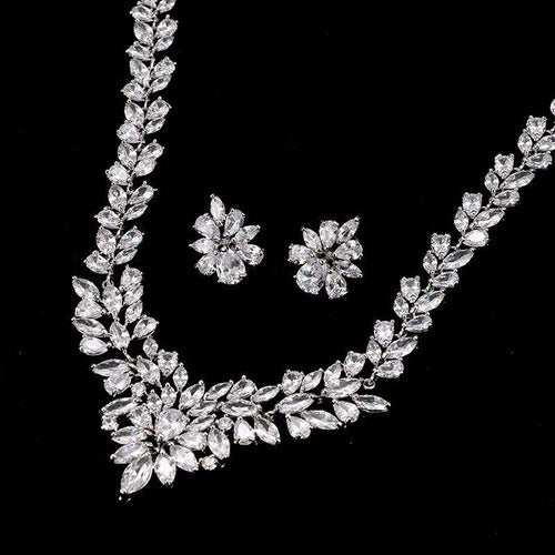 Conjunto Colar E Brinco Noiva Zircônia Prata Festa Debutante
