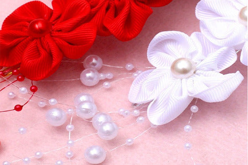 Tiara Enfeite Arranjo Cabelo Noiva Dama Perola Flor Branca