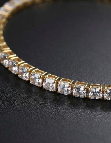 Pulseira Bracelete Riviera Dourada Zircônia Noiva Debutante
