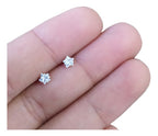 Brinco Pedra Zirconia Estrela Prata 925 Legítima 5 Mm