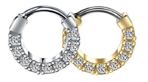 Piercing Nariz Septo Dourado Pedra Zirconia Daith Aço 8,5 Mm