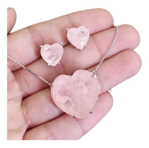 Conjunto Colar E Brinco Coração Pedra Zirconia Fusion Ice