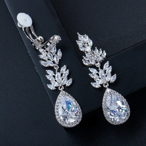 Brinco De Pressão Noiva Zirconia Prata Festa Debutante