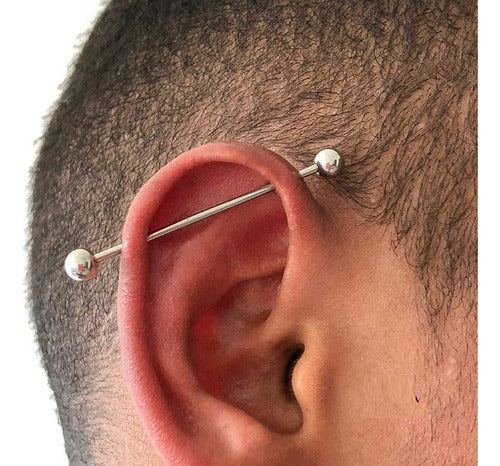 Kit 5 Piercing Transversal Cartilagem Aço Cirúrgico 38 Mm
