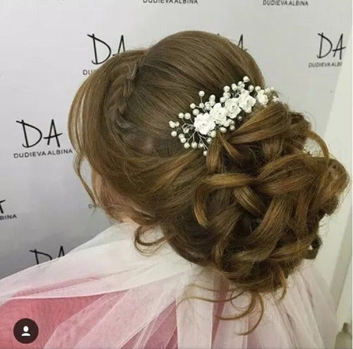 Tiara Enfeite Arranjo Cabelo Noiva Dama Perola Flor Strass