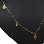 Colar Mandala Hamsá Mão De Fátima Pedra Zirconia Semi Joia